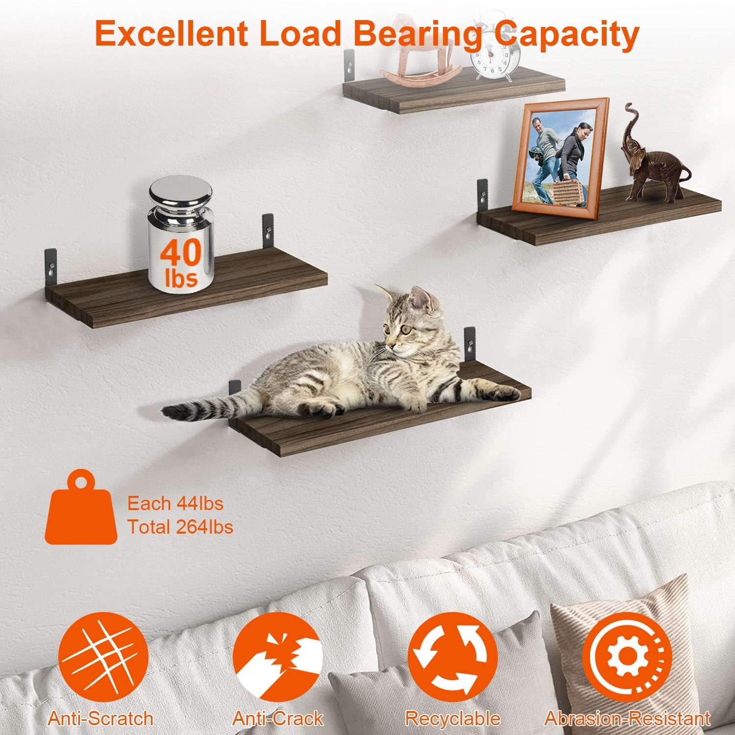 6-Piece Set: Wall Mounted Shelve Wood Storage Metal Bracket Display Free Shipping Exclusive