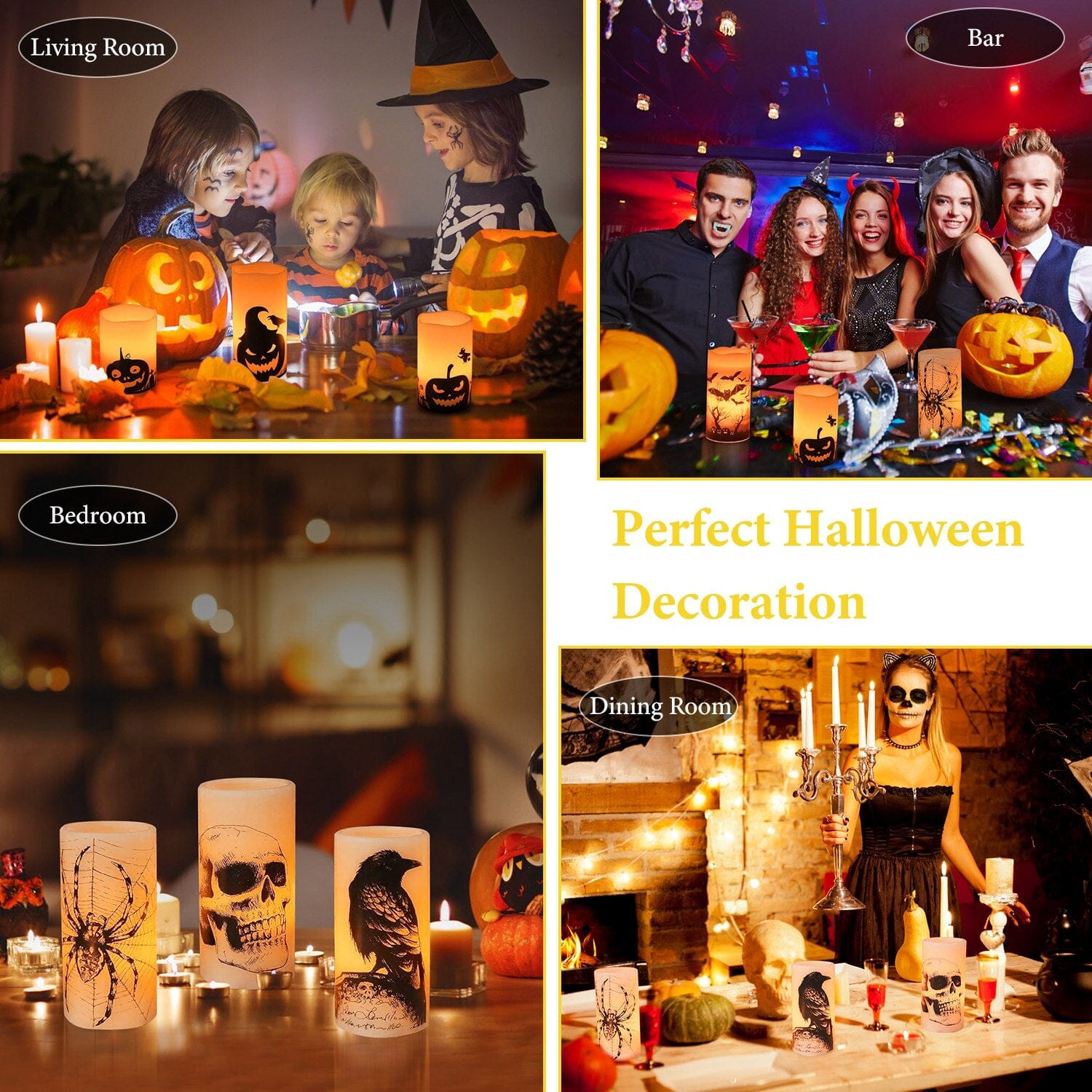 3-Pack: Halloween Battery Operated Flameless Candle Lamp with Timer Setting Sale Explore