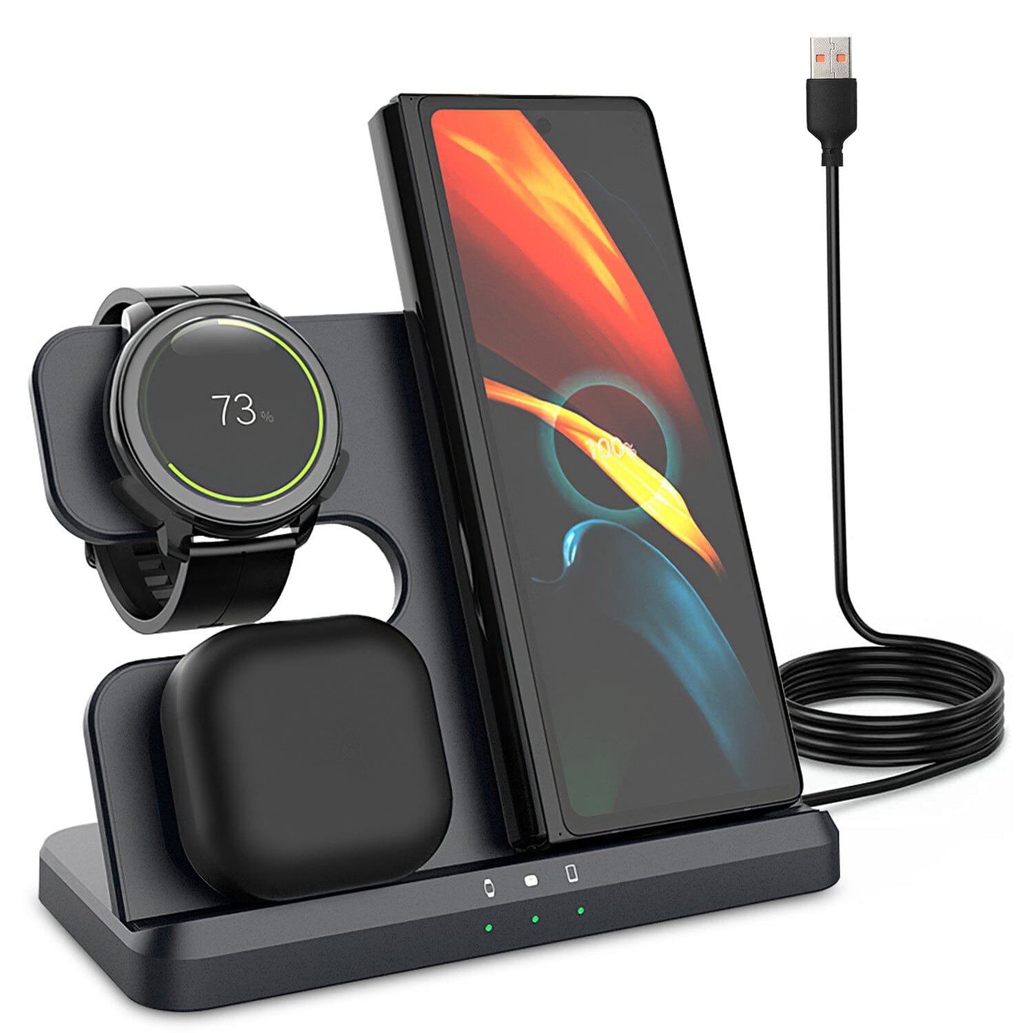 3-in-1 Fast Wireless Charger for Qi-enable Phones, Earphones and Watches Free Shipping Low Cost