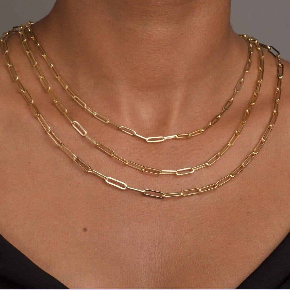 Solid 14K Gold 5mm Paperclip Chain Necklace Made In Italy Discounts Sale Online