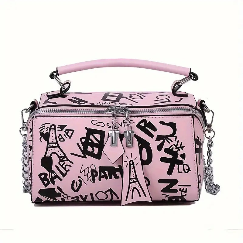 Graffiti Trendy Chain Crossbody Bag for Women Cheap Sale Best Store To Get