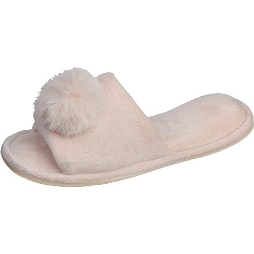 Pupeez Girl's Slipper Lovely Velvet Pom-pom Open Toe Kids House Slides Real For Sale