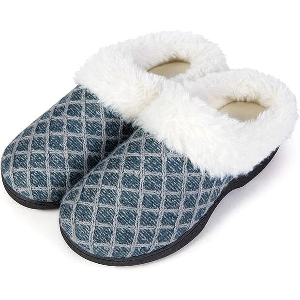 Roxoni Women's Cozy Memory Foam Slippers, Fuzzy Warm Faux Fur, Indoor Outdoor Rubber Sole Sale New