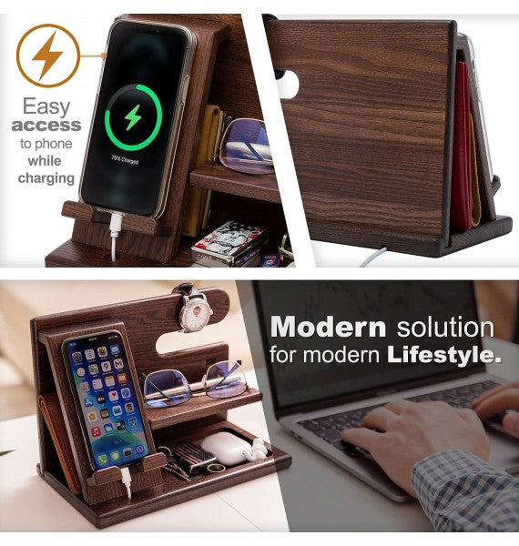 TESLYAR Wood Phone Docking Station Ash Key Holder Wallet Stand Buy Cheap For Nice