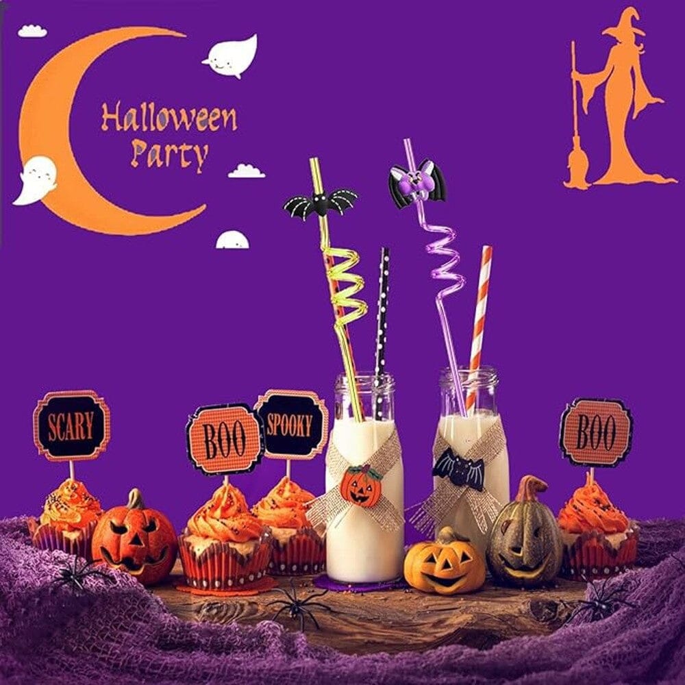 5-Pieces: Reusable Halloween Straws – Halloween Party Favors Plastic Straws – Assorted Styles Free Shipping Outlet