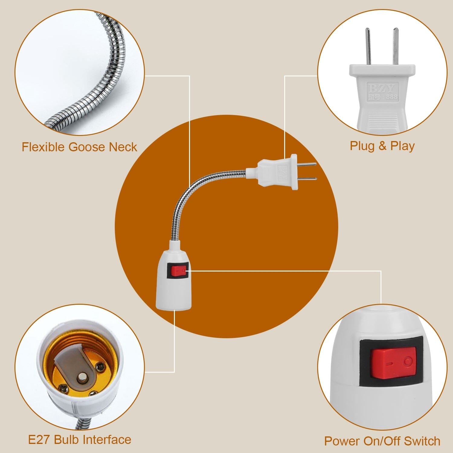 US Plug Extension Light Socket with On/Off Switch Buy Cheap 2025 Unisex