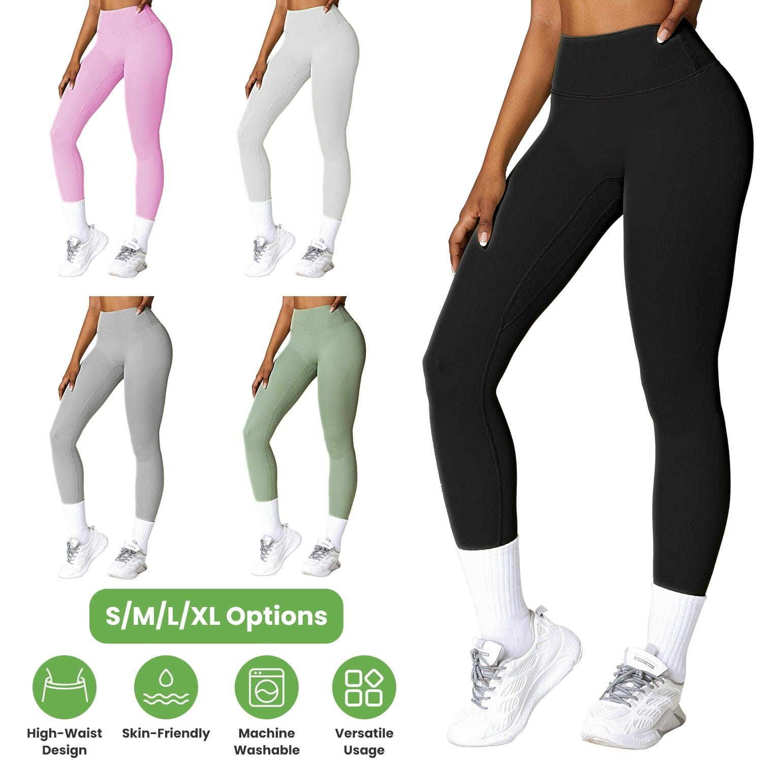 Women's High Waist Workout Leggings Tummy Control Compression with 25 Inseam No Front Seam Best Wholesale Cheap Pice