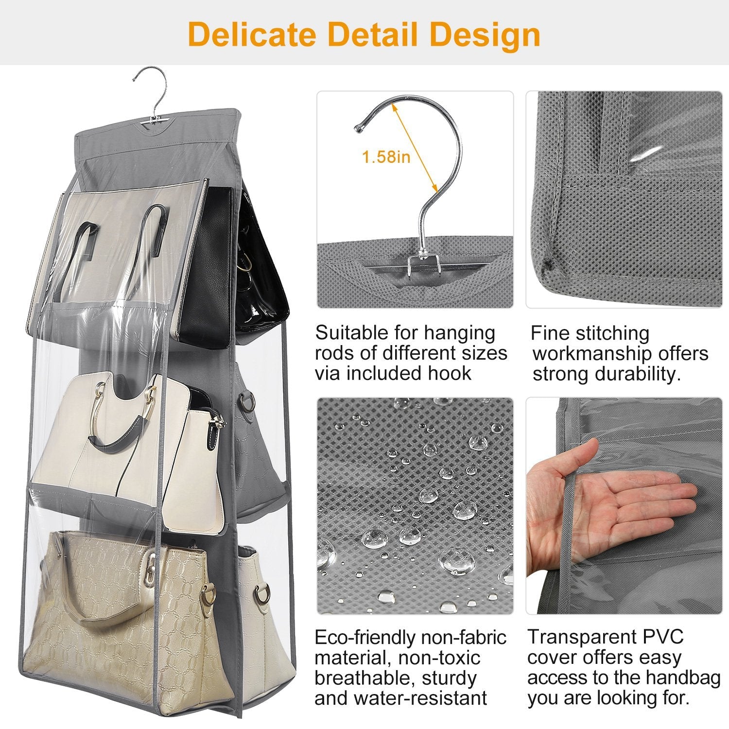 Hanging HandBag Organizer with 6 Pockets Closet Purse Storage Quality From China Wholesale