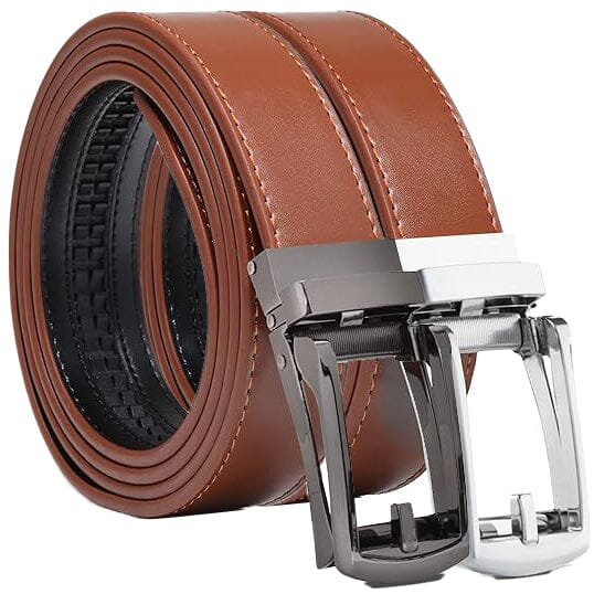 2-Pack: Carlo Fellini Mens Genuine Leather Ratchet Dress Belt with Slide Buckle Best Pices