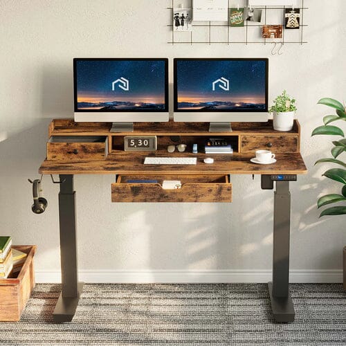 Rolanstar Sing Motor Free Standing Electric Height Adjustable Desk with Drawers and Headphone Hooks Cheap Sale Online