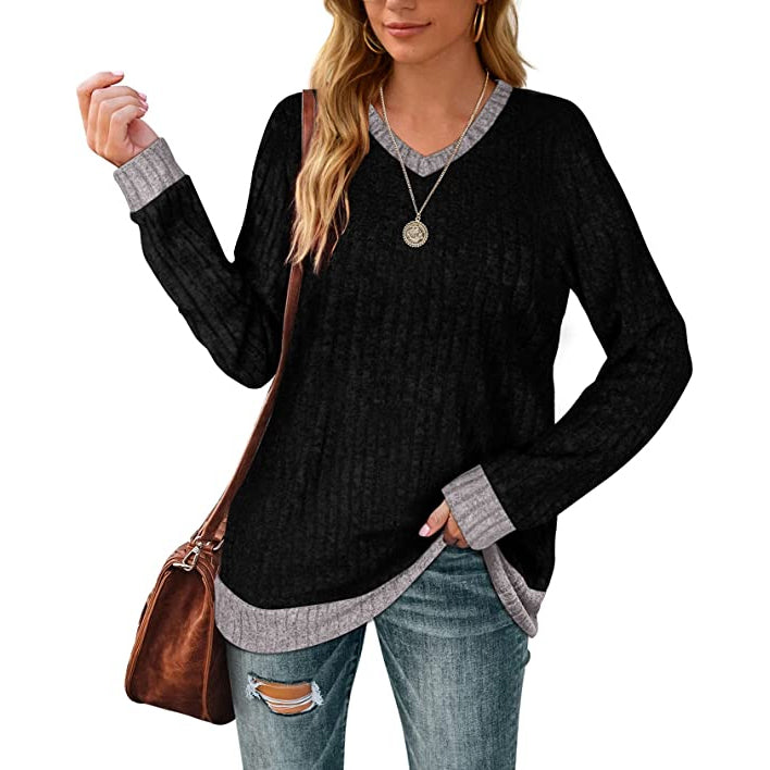 Women Lightweight V Neck Long Sleeve Tunic Sale Clearance