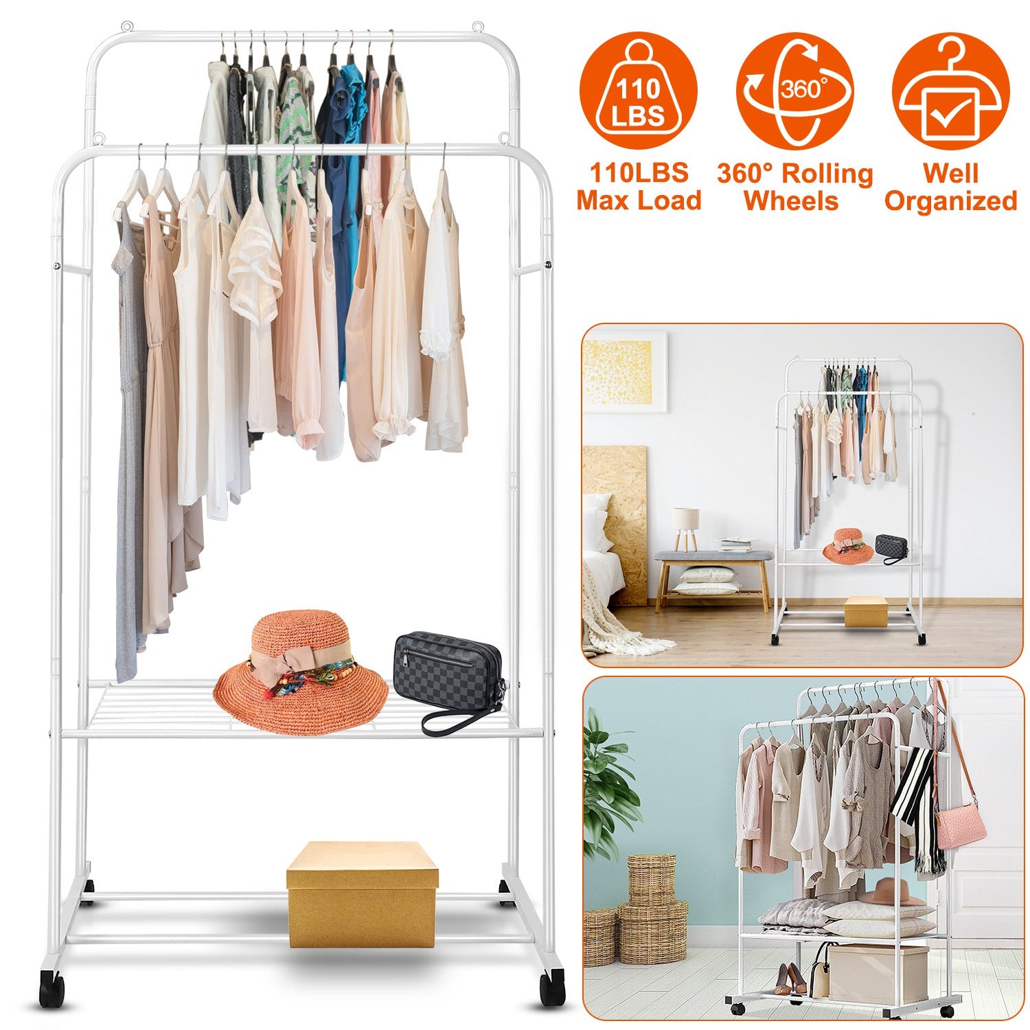 Garment Hanging Rack Clothing Rail Organizer Cheap Sale New