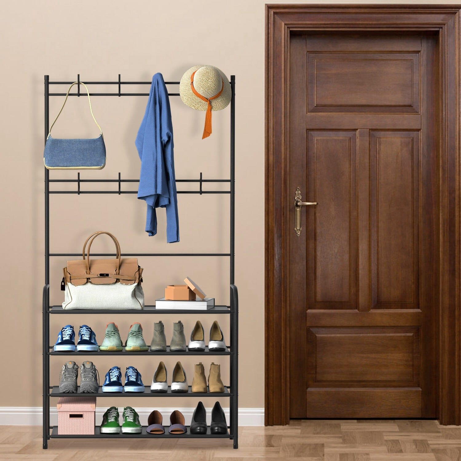 Entryway Coat Hat Rack Shoe Storage Shelf Sale New