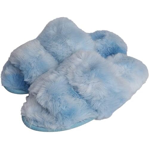 Roxoni Fuzzy House Slippers for Women Comfortable Furry Spa Cozy Slip On Open Toe Where To Buy Cheap Real