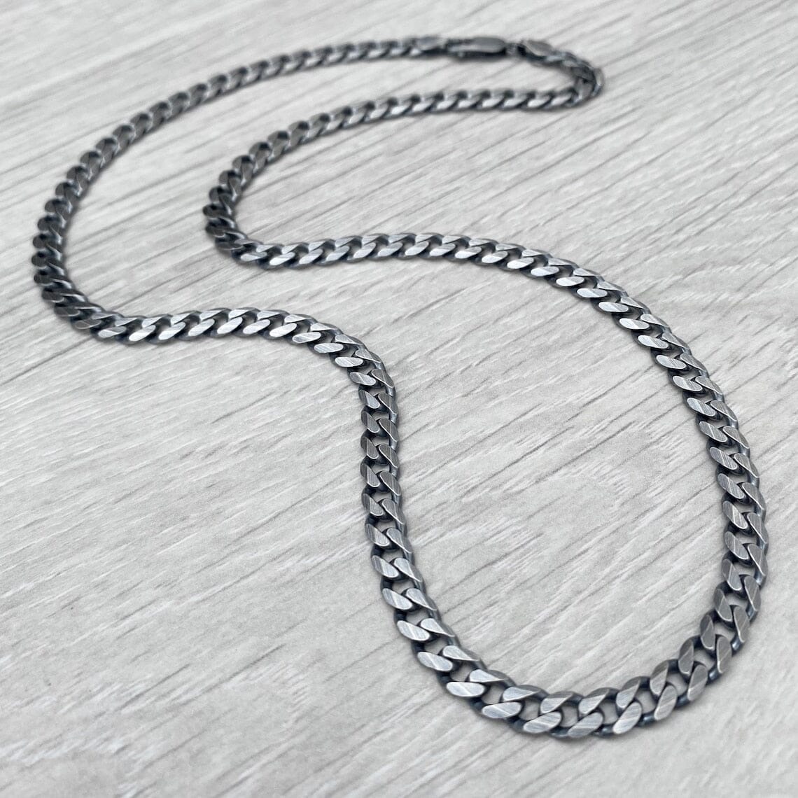 925 Sterling Silver Italian Solid Flat Cuban Curb Link Chain 5.7mm, Titanium Gunmetal Finish Ebay