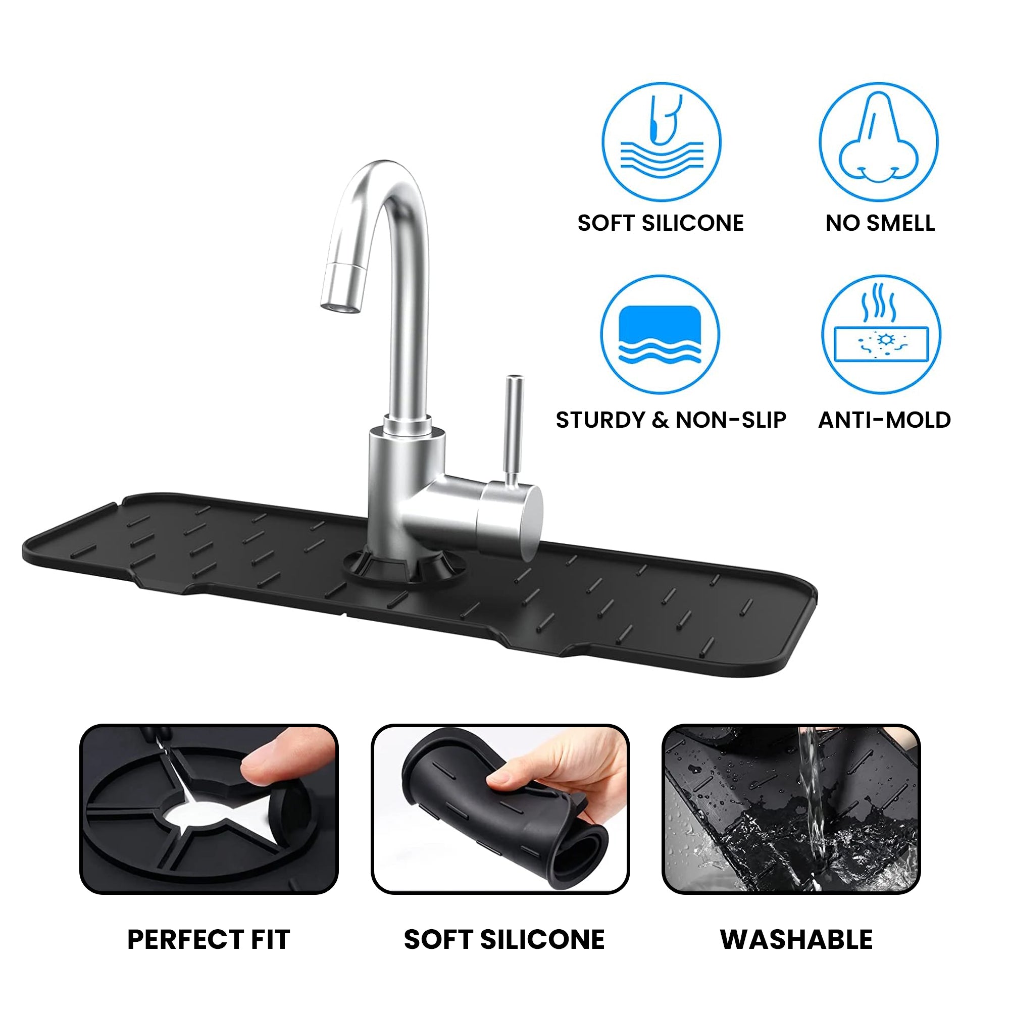 Silicone Kitchen Sink Faucet Splash Guard and Drip Catcher Tray Cheap Comfortable