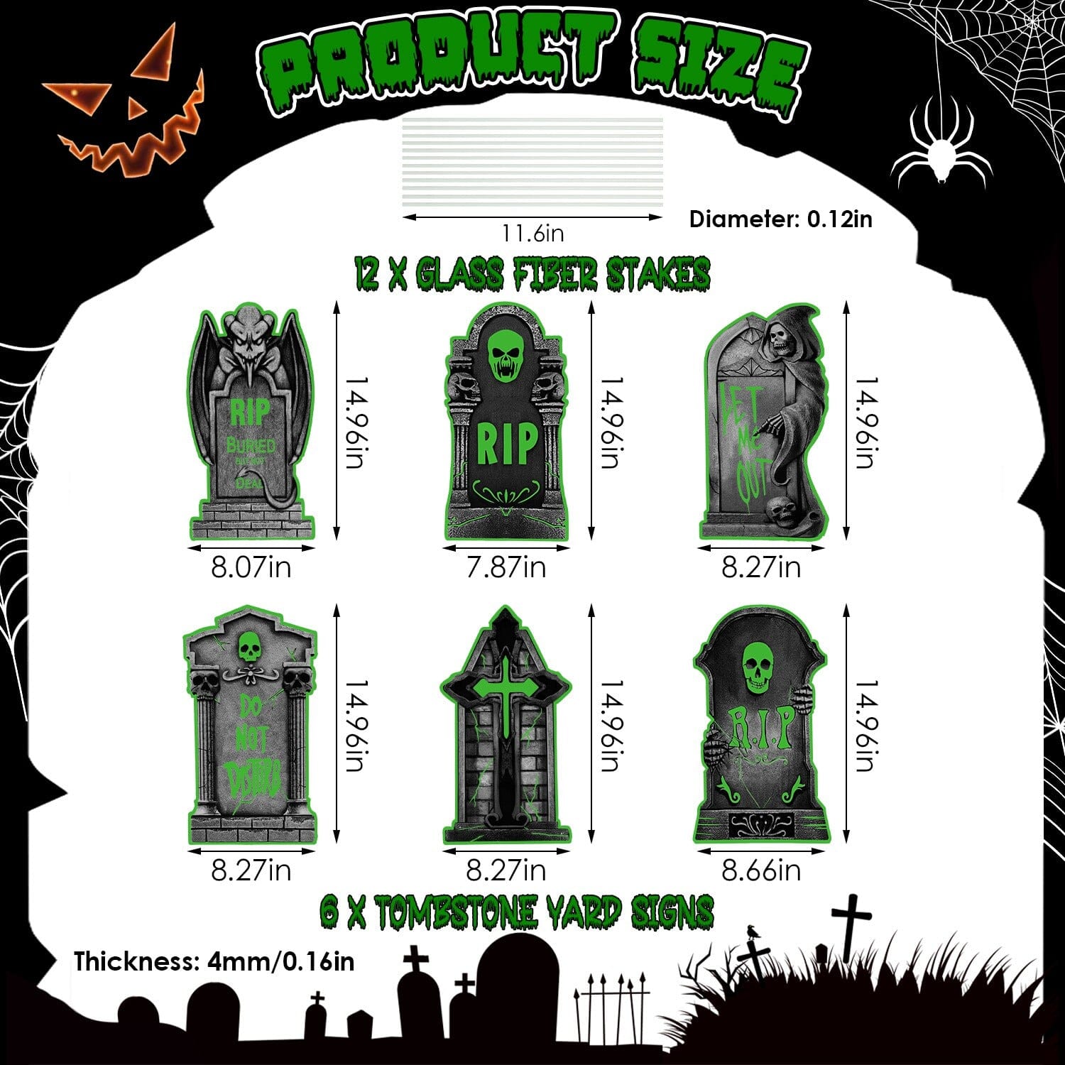 6-Pieces: Glow in the Dark Halloween Yard Sign Decorations with 12 Stakes Free Shipping Largest Supplier