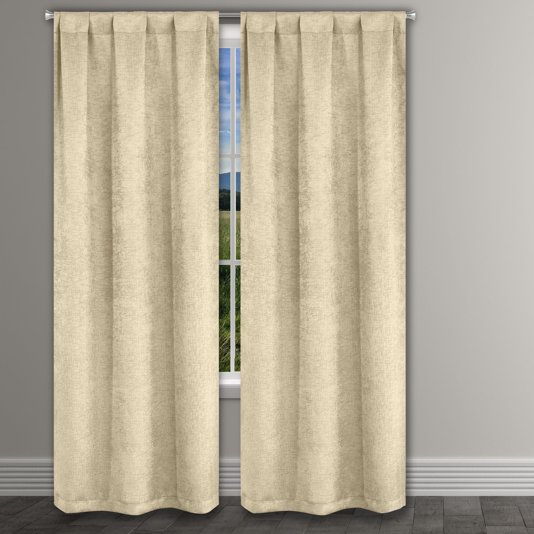 Heavy Suede Embossed Textured Blackout Thermal Window Curtain Pair Panel Cheap View