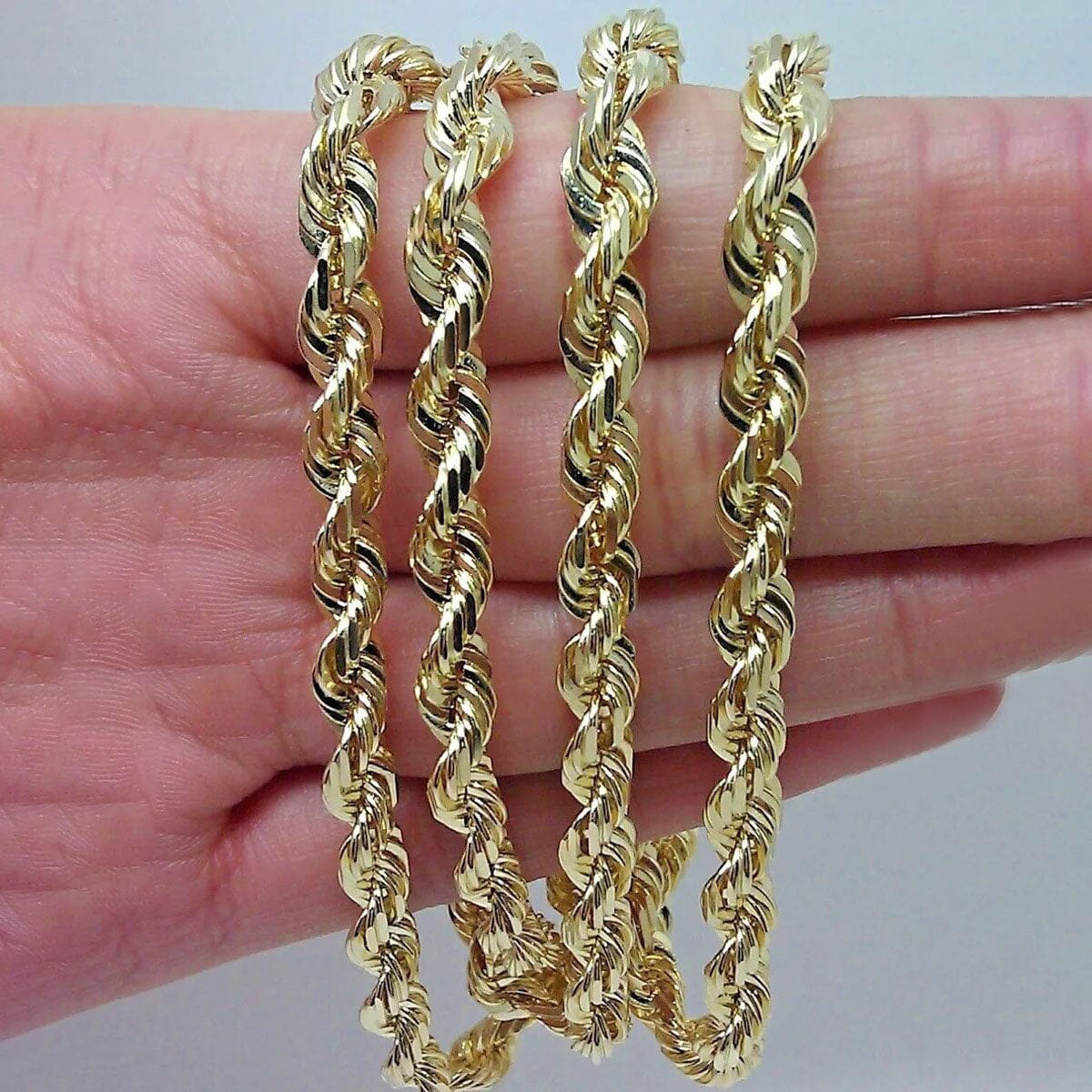 10K Yellow Gold 6MM Diamond Cut Rope Chain Necklace Sale Best Seller