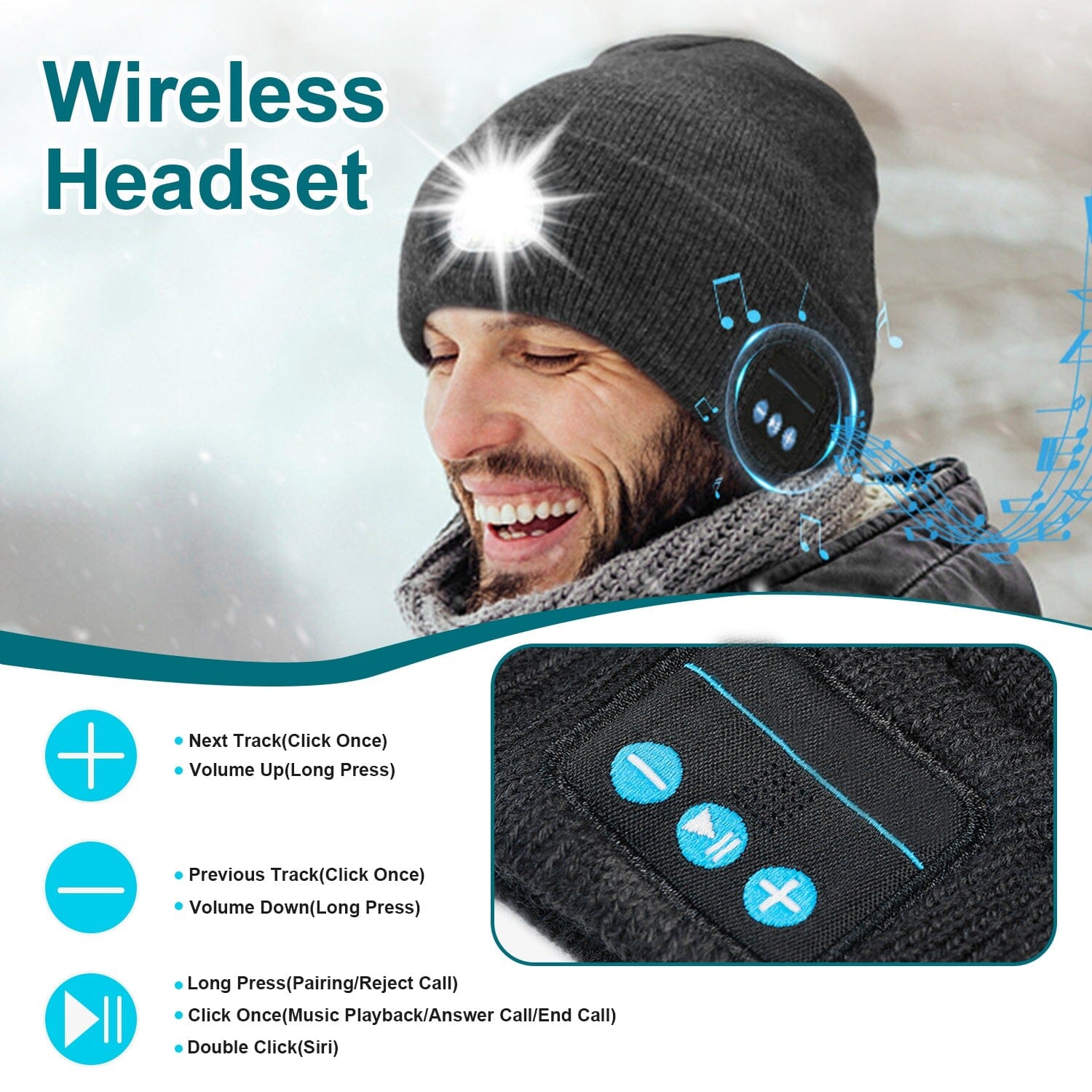 5.0 Wireless Beanie Hat with 3 Lighting Modes On Hot Sale