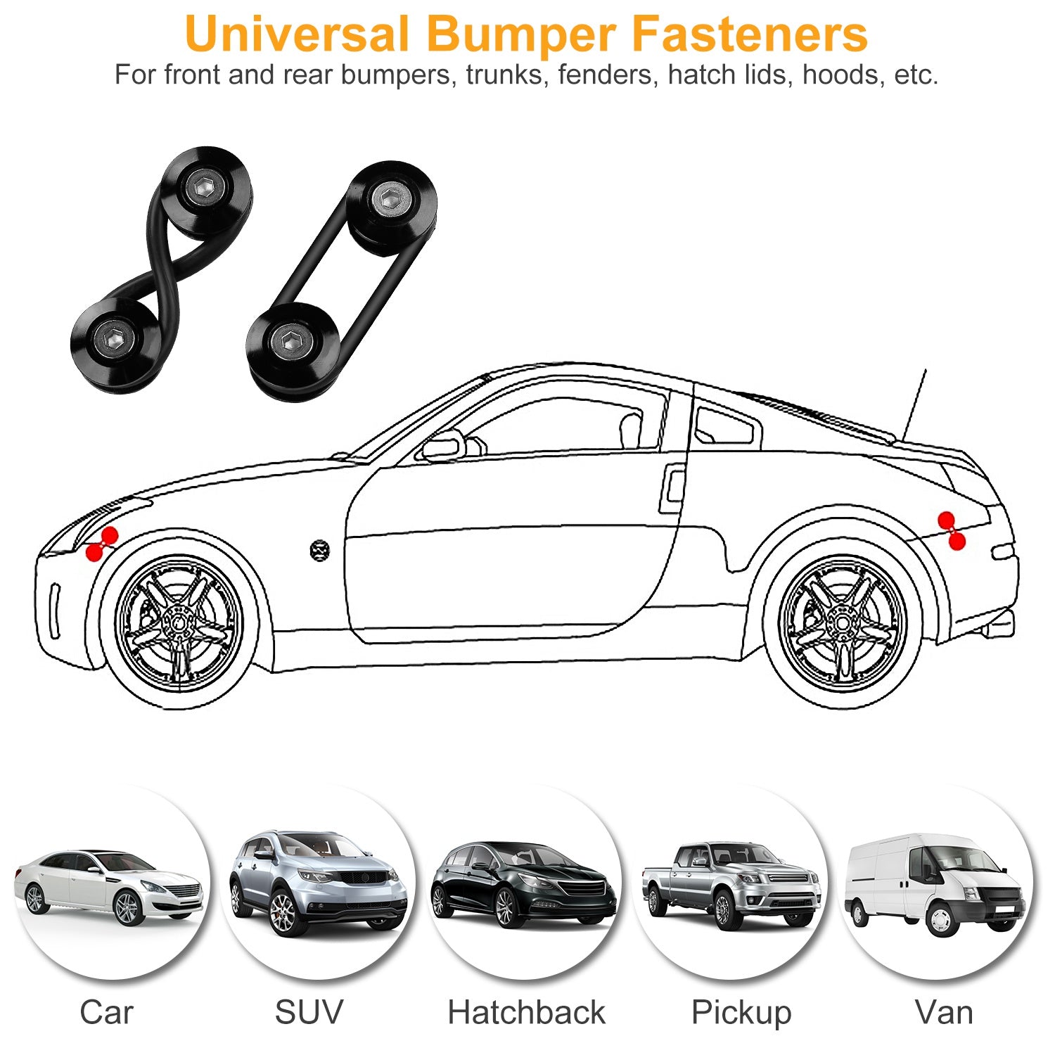 5-Set: Car Quick Release Bumper Fasteners Cheap Sale Best Pices