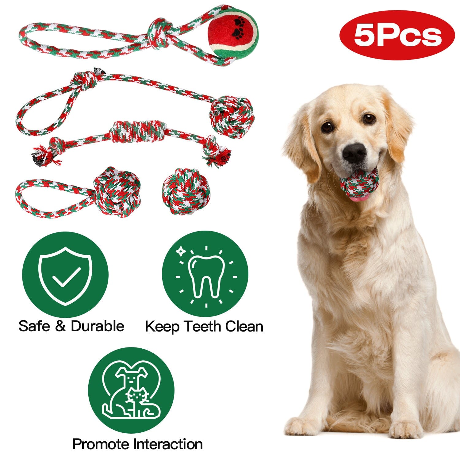 5-Pieces: Christmas Dog Rope Chew Toys Cheap Sale From China