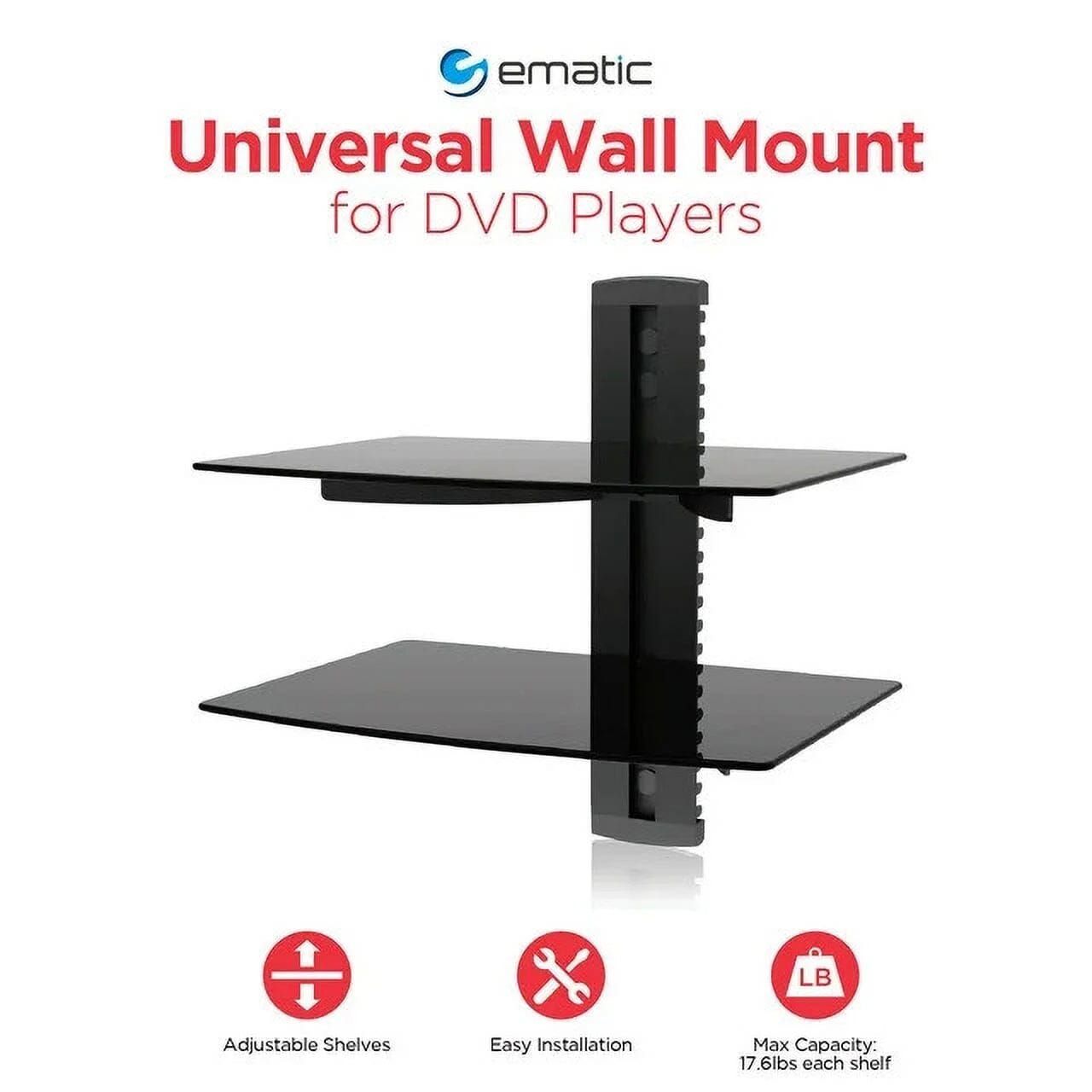 Ematic EMD212 Adjustable 2 Shelf for DVD Player, Cable Box, with HDMI Cable Cheap Sale Finishline