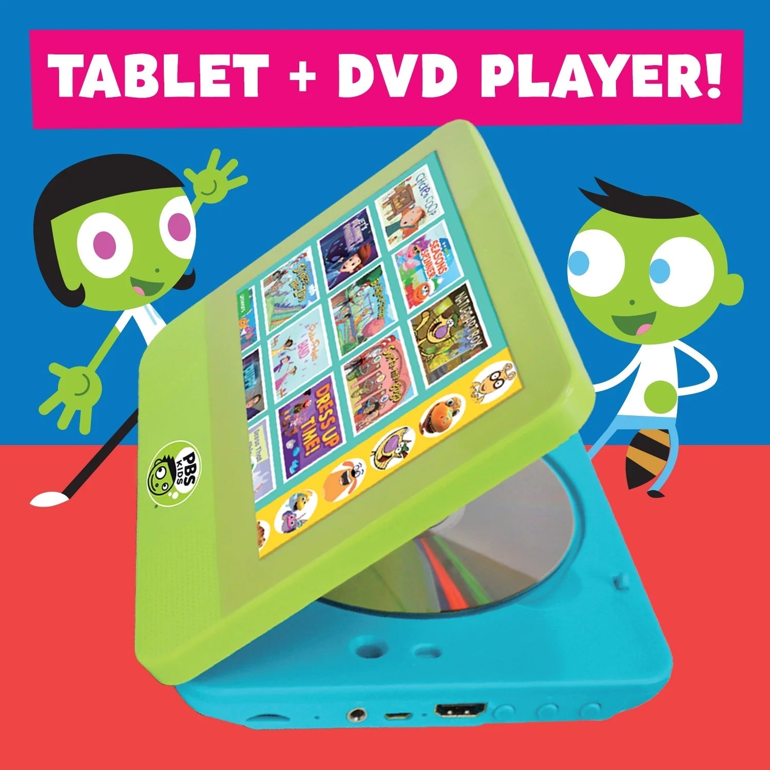 PBS Kids Playtime Pad PBDV704DVDB 7 Tablet with DVD - 1.3GHz -16 GB Storage - 1024 x 600 - Android 7.1 Free Shipping Cost