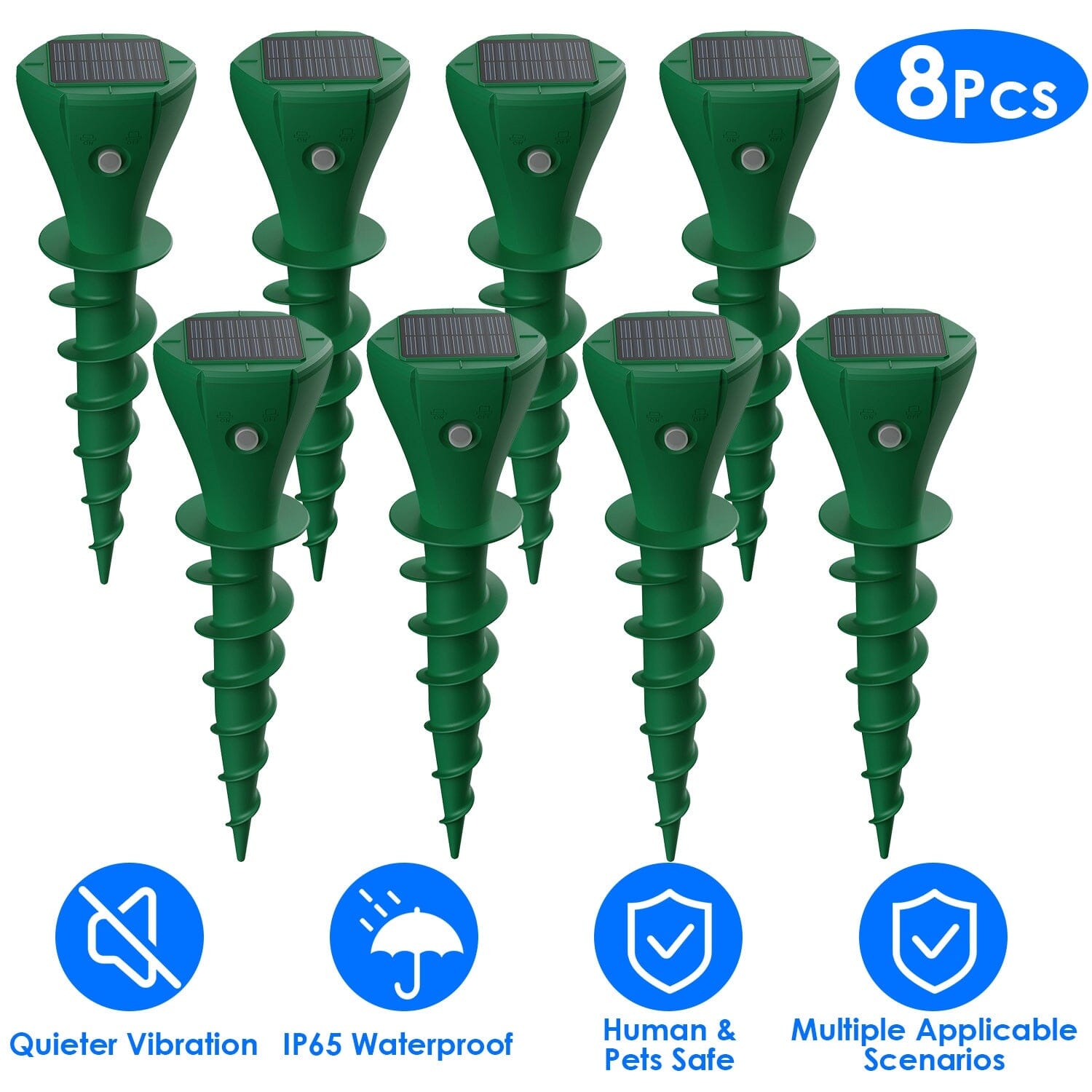 8-Pieces: Solar Powered Repellent Waterproof Solar Vibration Stake Best Wholesale