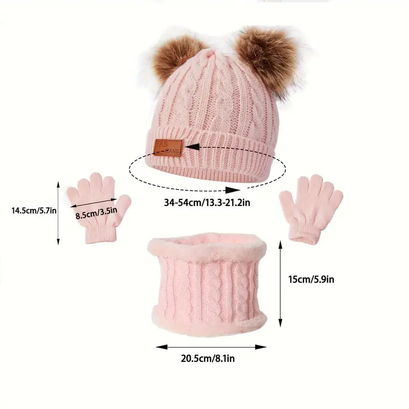 Children's Winter Knitted Wool Lining Warm Hat, Scarf, Glove Set For 2-5 Year Old Boys And Girls Sale Best Pices