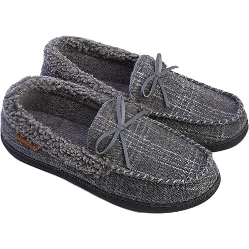 Men's Slippers Moccasin Plush Lined House Shoes Fuzzy Furry Clearance Perfect