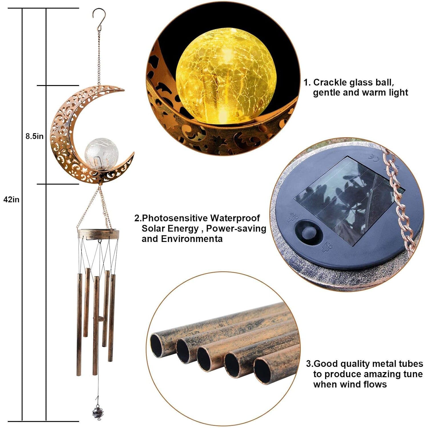 Moon Crackle Glass Ball Wind Chimes Solar Wind Chimes Outlet Choice