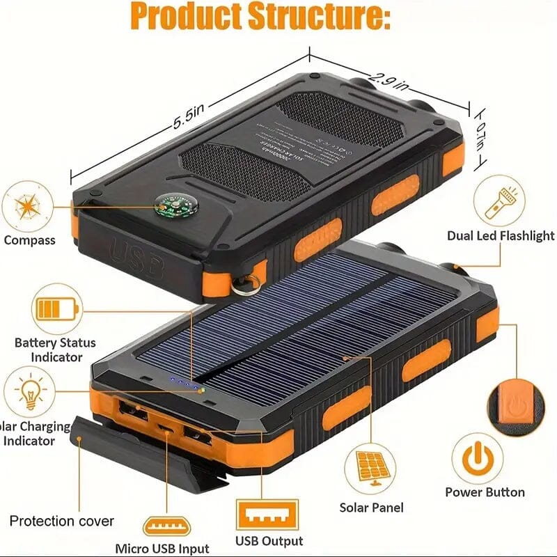 USB Portable Charger 10000mAh Solar Power Bank for Cell Phone and Laptops Clearance Wholesale Pice