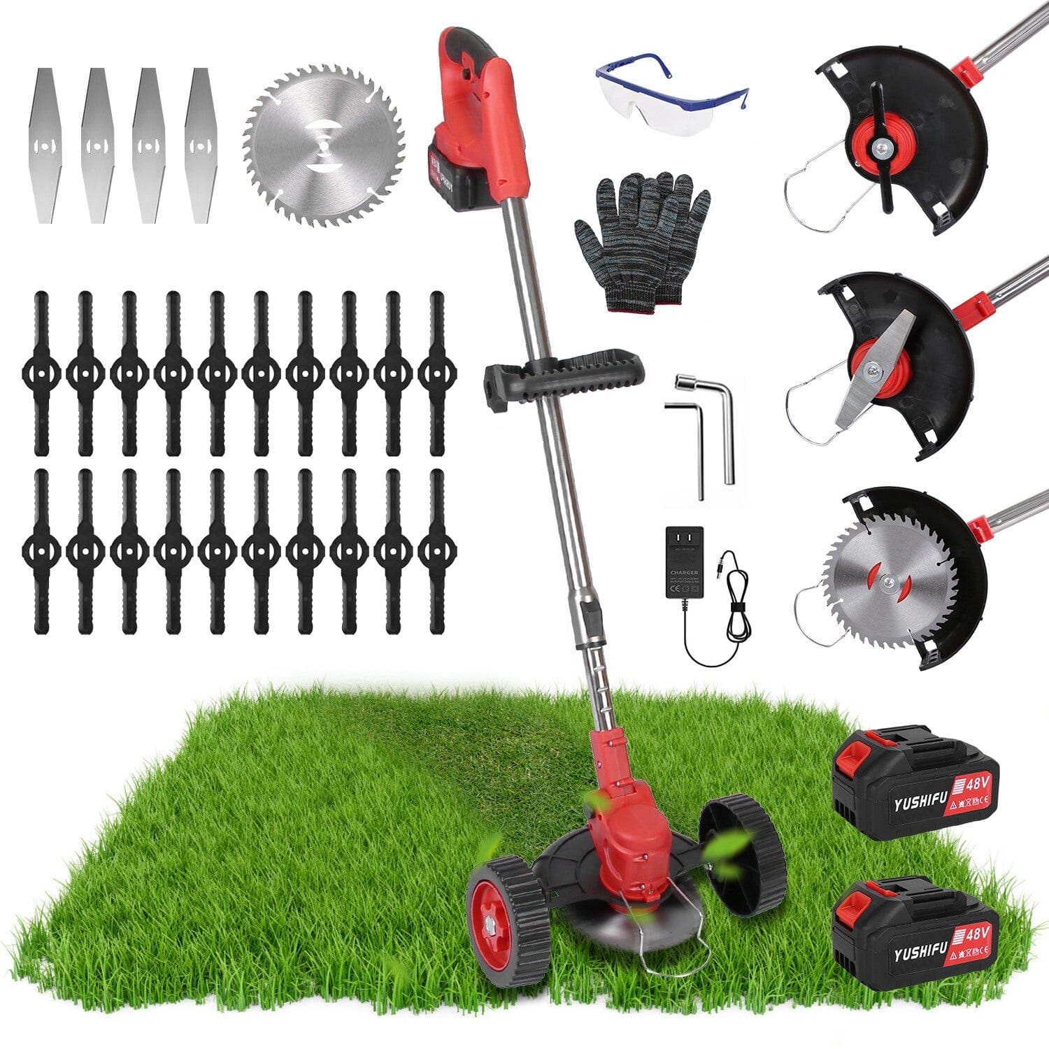 3-in-1 Electric Cordless Grass Wacker Battery Powered Grass Trimmer with Wheels Adjustable Head with 2-Pieces 2500mAh Batteries Really Cheap Shoes Online