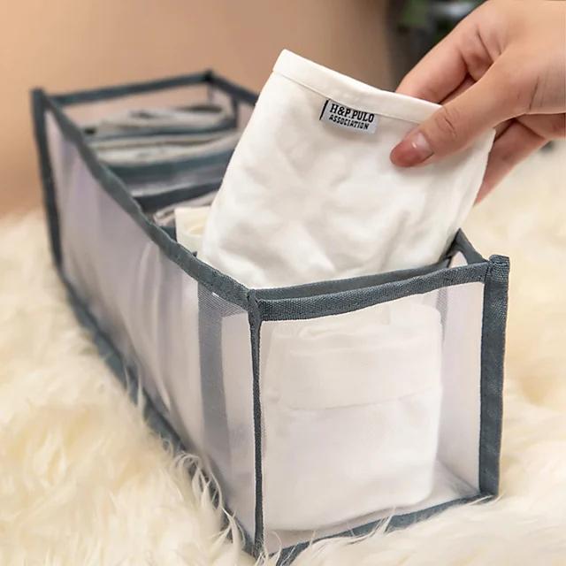 Foldable Underwear Storage Box Magic Mesh Transparent Plaid Fabric Cheap Pirce