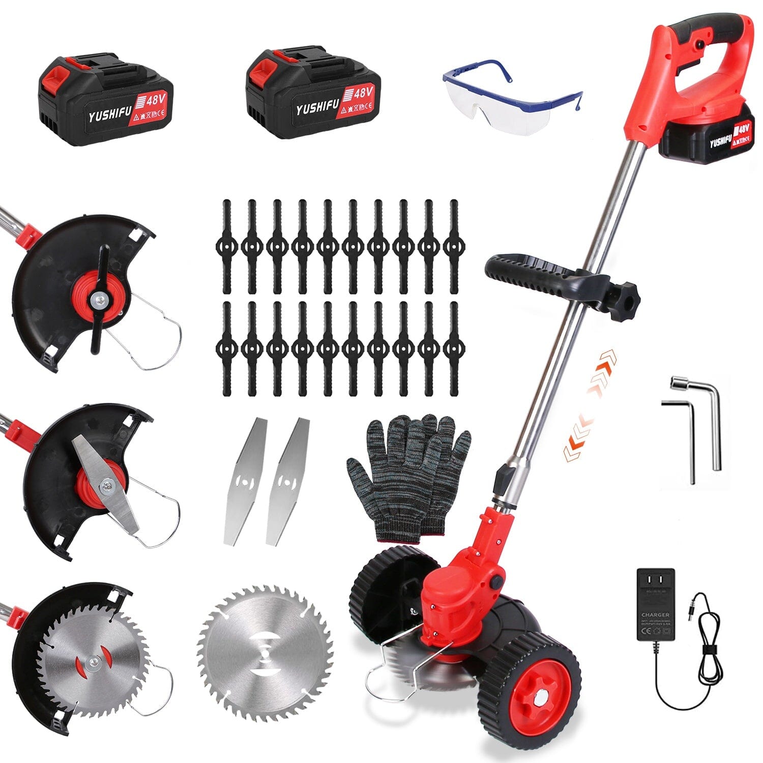 3-in-1 Electric Cordless Grass Wacker Battery Powered Grass Trimmer with Wheels Adjustable Head with 2-Pieces 2500mAh Batteries Really Cheap Shoes Online