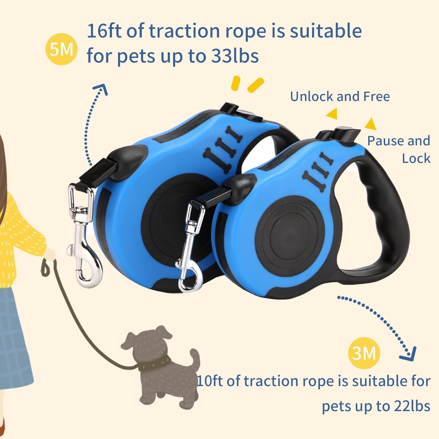 Durable Double Switch Retractable Pet Leash Official Sale Online