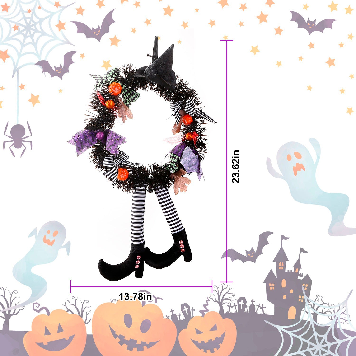 Halloween Witch Wreath Pumpkin Decorations Outlet Low Pice Fee Shipping