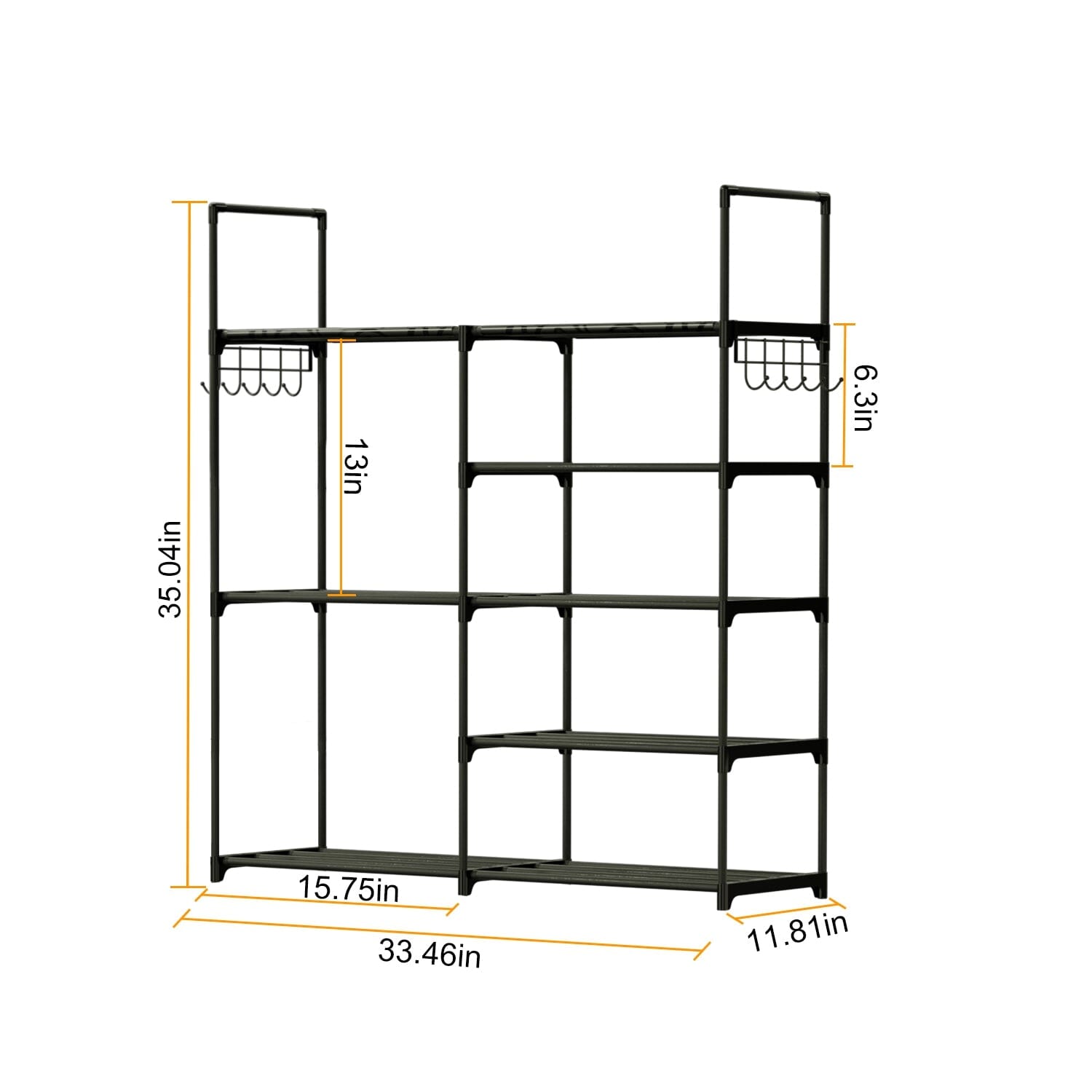 Metal Shoe Storage Shelf Free Standing Shoe Stand with 2 Row Hooks For Nice Cheap Online