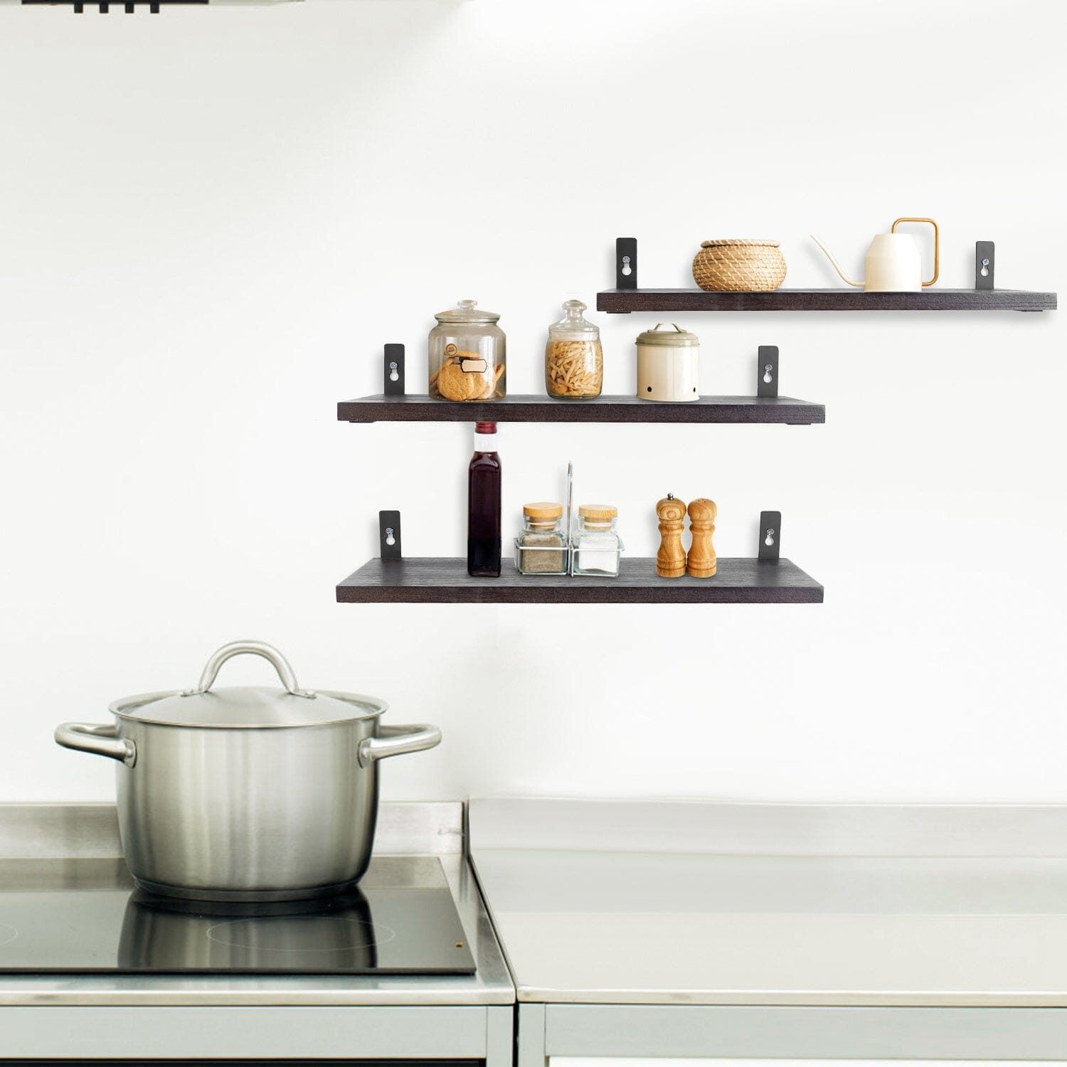 6-Piece Set: Wall Mounted Shelve Wood Storage Metal Bracket Display Free Shipping Exclusive