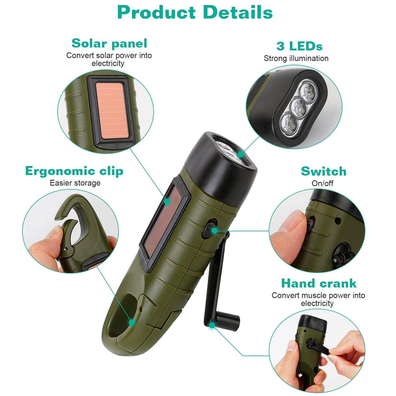 2-Pack: Hand Crank Solar Powered Flashlight Buy Cheap Best Place