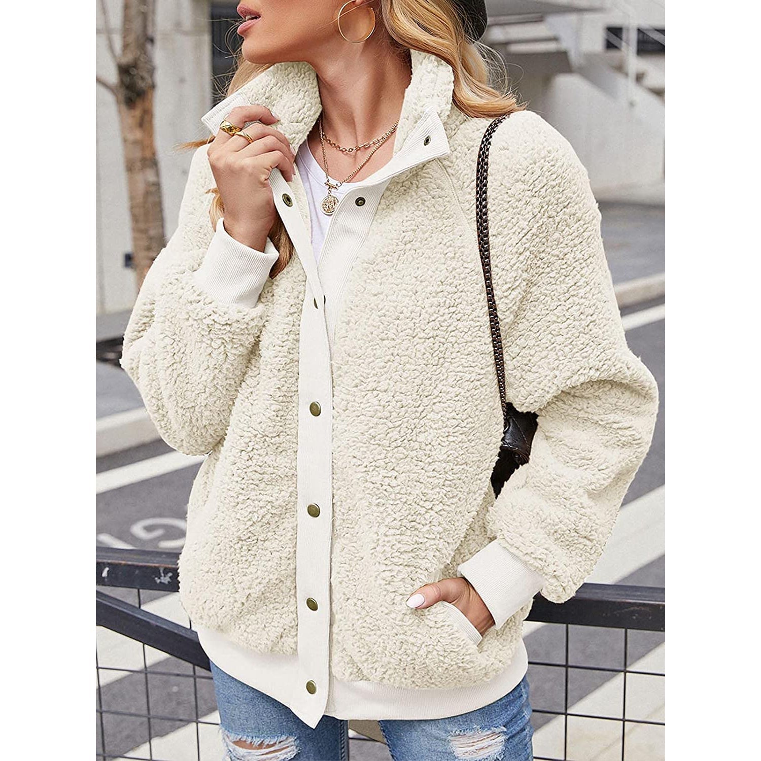 Womens Winter Sherpa Fleece Button Jacket Coat Cheap Sale Get Authentic