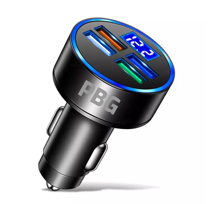 PBG LED 4-Port Car Charger With LED Voltage Display Outlet Good Selling