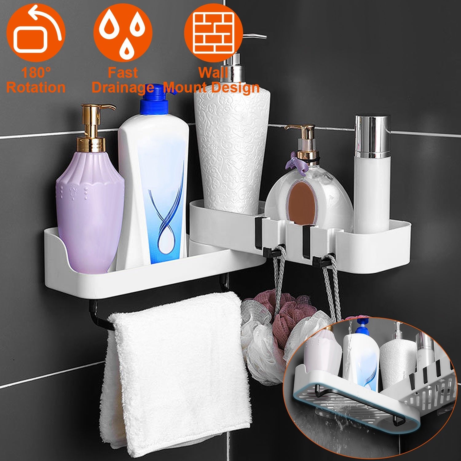 180° Rotatable Bathroom Corner Caddy Shelf Outlet Pices