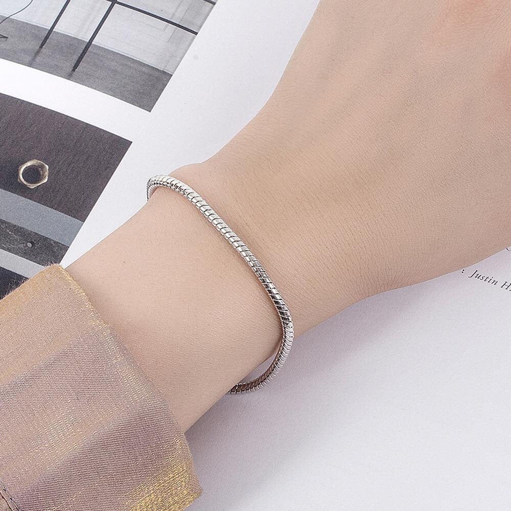 3.5MM Solid 925 Sterling Silver Italian Round Snake Chain Bracelet Made in Italy Cheap Tumblr