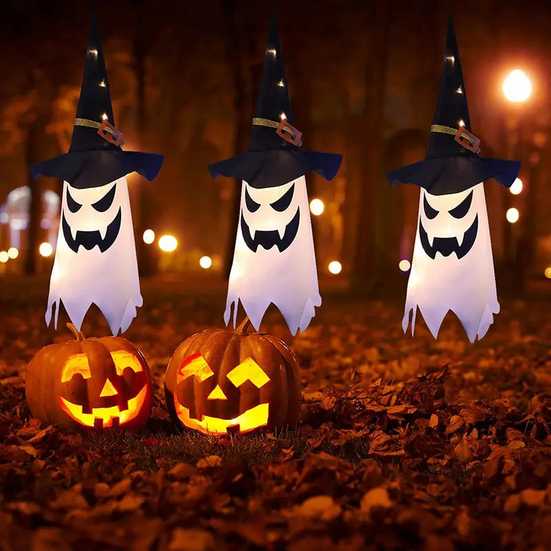 2-Piece Set: Glowing Ghost Witch Hat Halloween Decorations Pictures For Sale