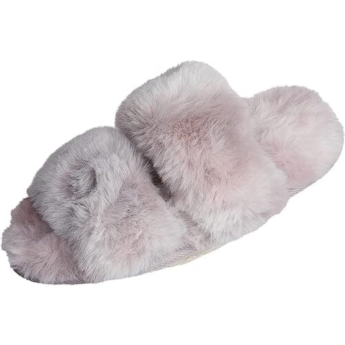 Roxoni Fuzzy House Slippers for Women Comfortable Furry Spa Cozy Slip On Open Toe Where To Buy Cheap Real