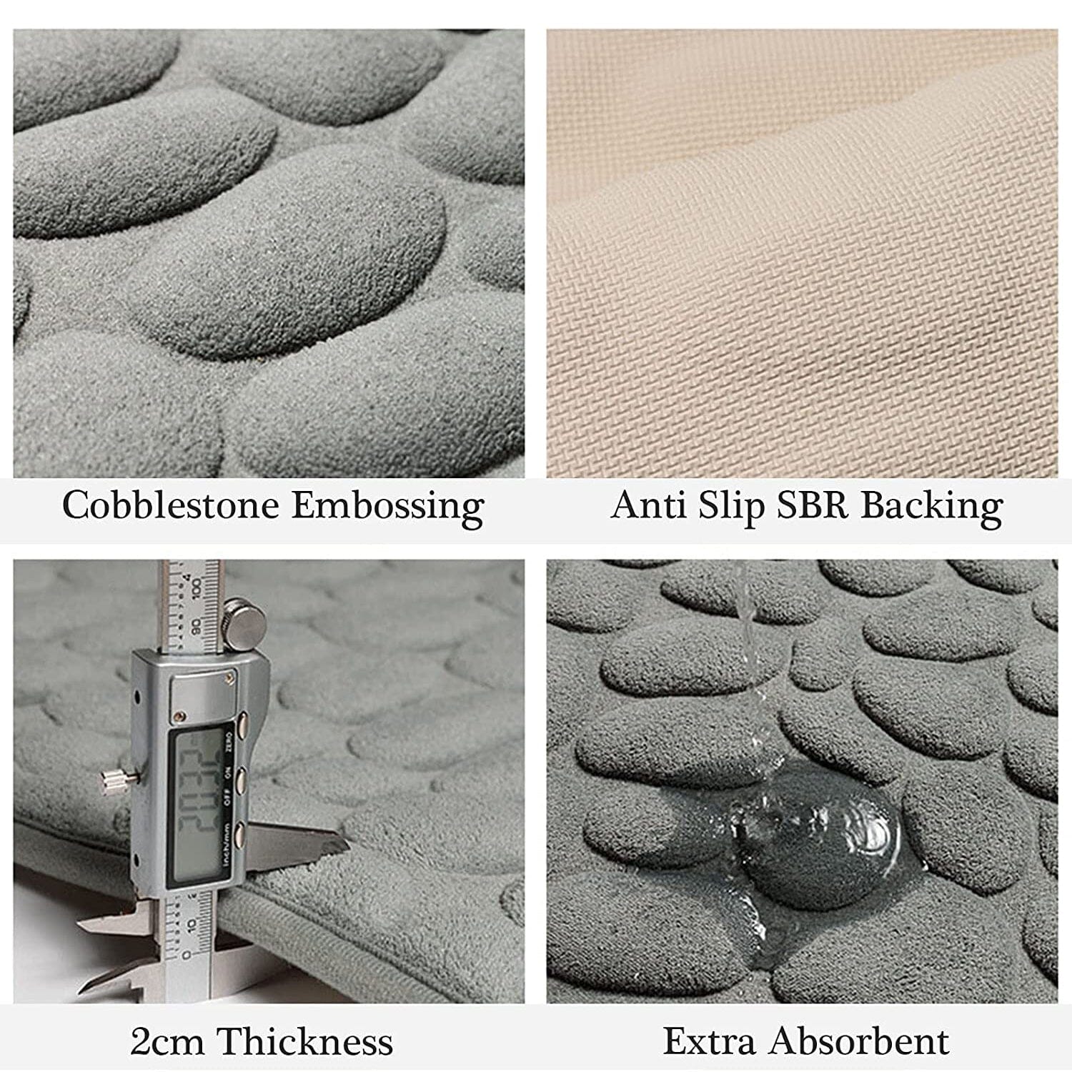 Soft Memory Foam Non Slip Cobblestone Embossing Bath Mat Clearance Best