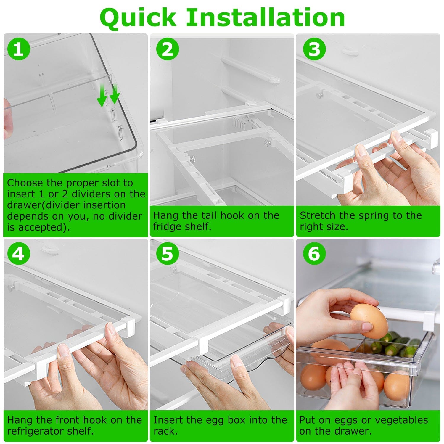 2-Piece: Refrigerator Egg Drawer 36 Egg Capacity Snap On Hanging Storage Tray Good Selling Cheap Pice