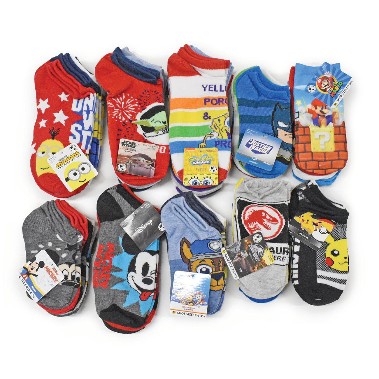 20-Pair: Licensed Assorted Kids' No-Show Socks Free Shipping Tumblr